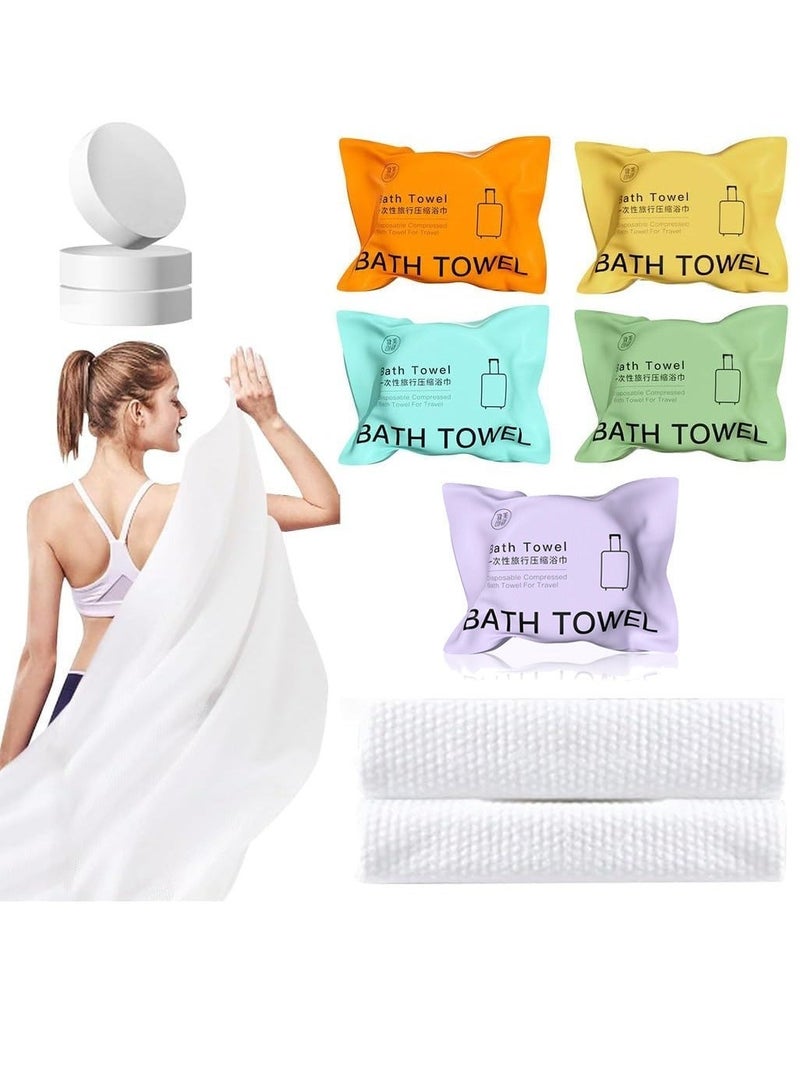 MUMO 5 Sets of Compressed Towels, Disposable Travel Towels, Disposable Compressed Cotton Towels, And Large Portable Towels Are Soft, Durable, And Reusable, Suitable for Camping, Sports, And Hiking - Image 1