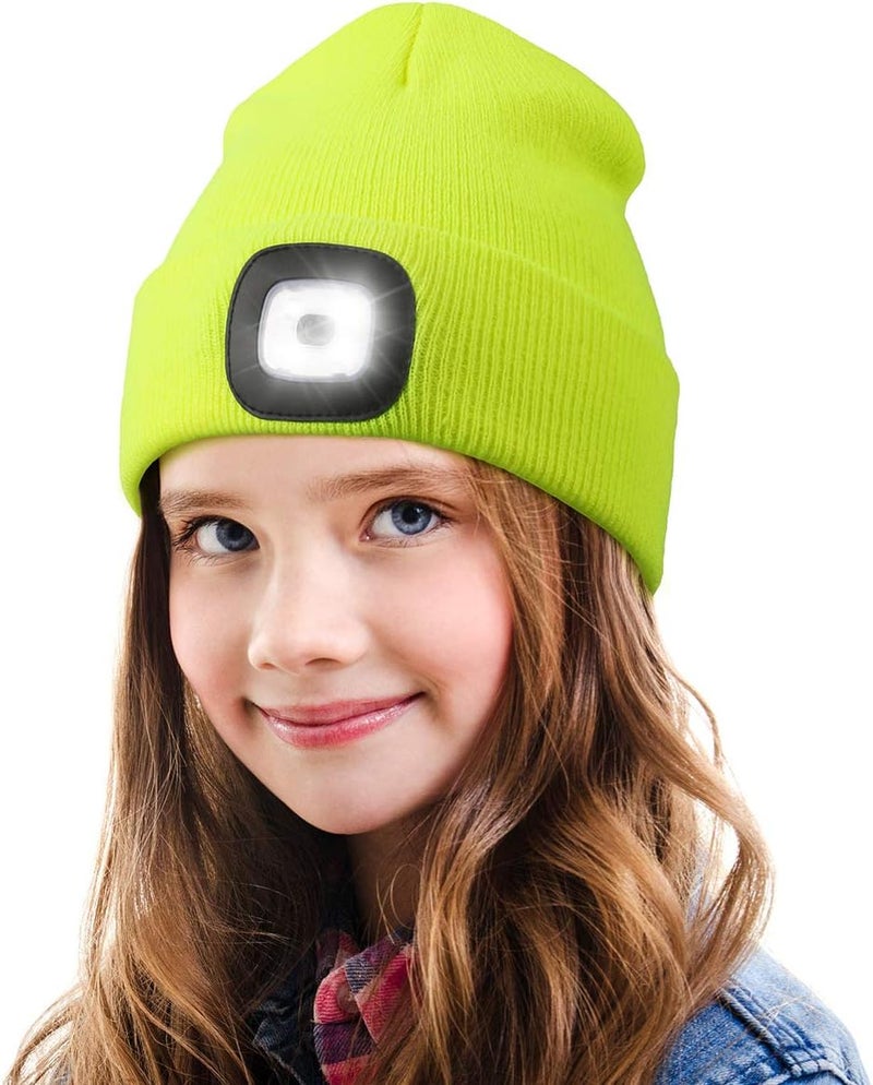 YunTuo Store LED Beanie for Kids, Unisex Rechargeable Headlamp Hat Winter Night Lighted Cap, Gifts for Kids Boys Girls - Image 1