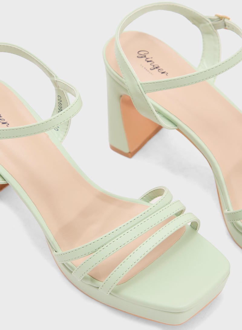 Ginger Square Toe Ankle Strap Platform Heel Sandal  - Image 4