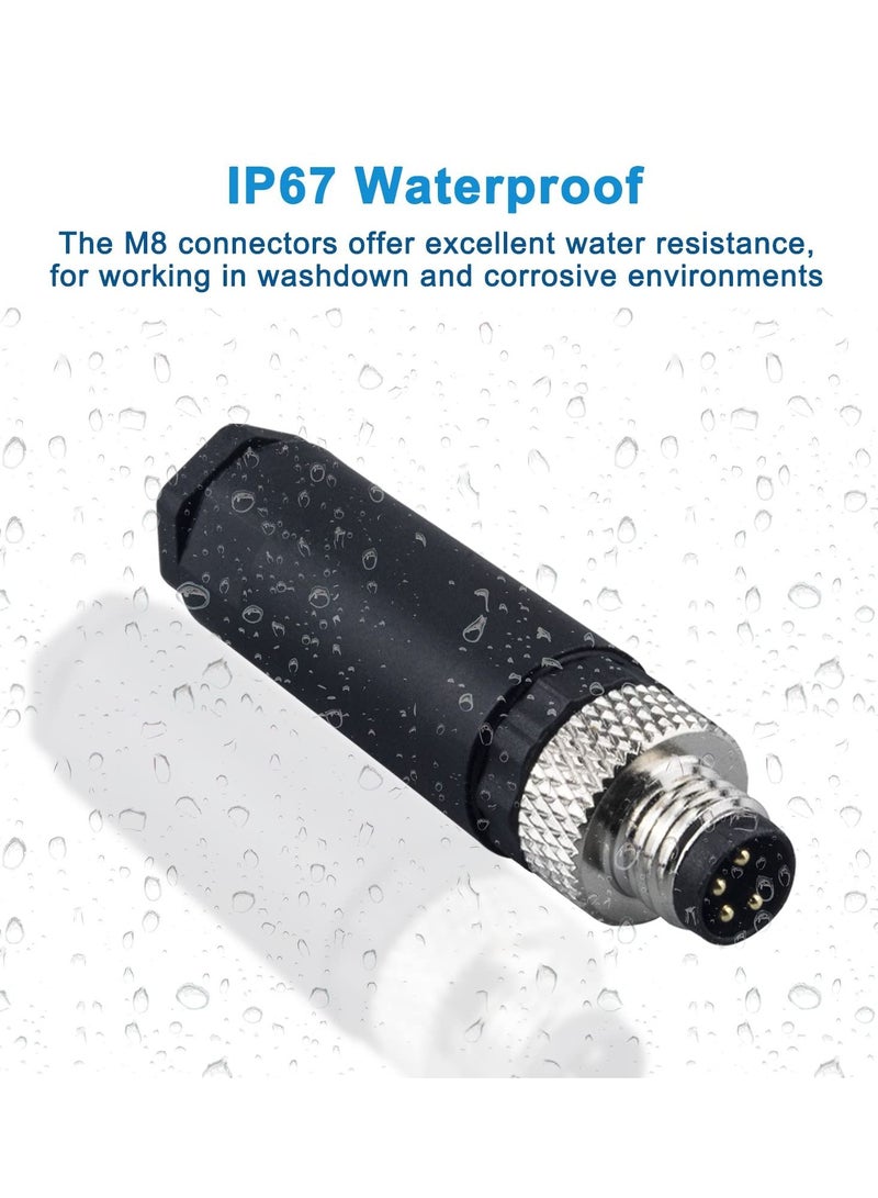 Excefore M8 4 Pin Male & Female Socket Panel Aviation Wire Connector,8mm Industrial Circular Sensor Connector,Outdoor Waterproof IP67 A Coding(4 Sets) - Image 2