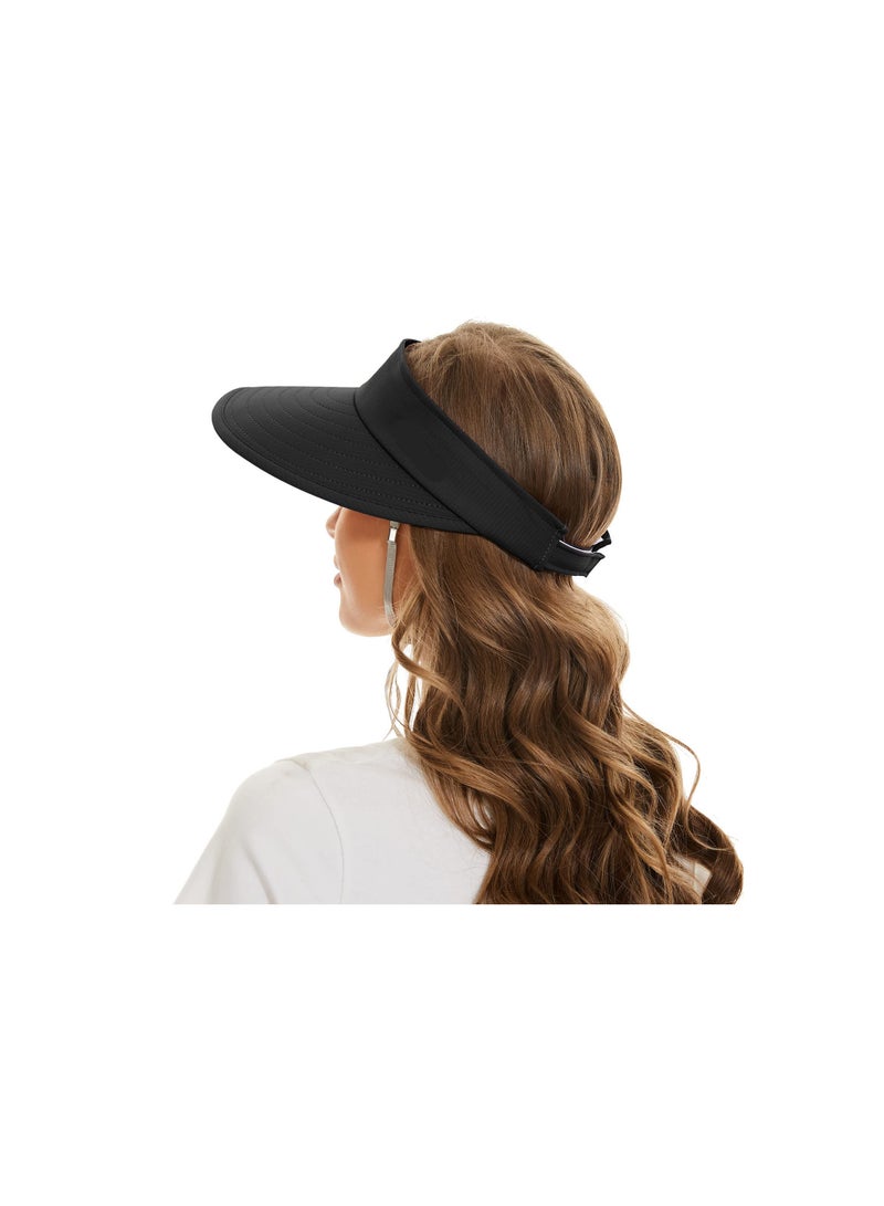 2-in-1 Zip-Off Visor Sun Hat for Women - Wide Brim UV Protection Beach Hat, Packable Golf Hat for Casual Wear & Outdoor Activities, Perfect for Summer Days.