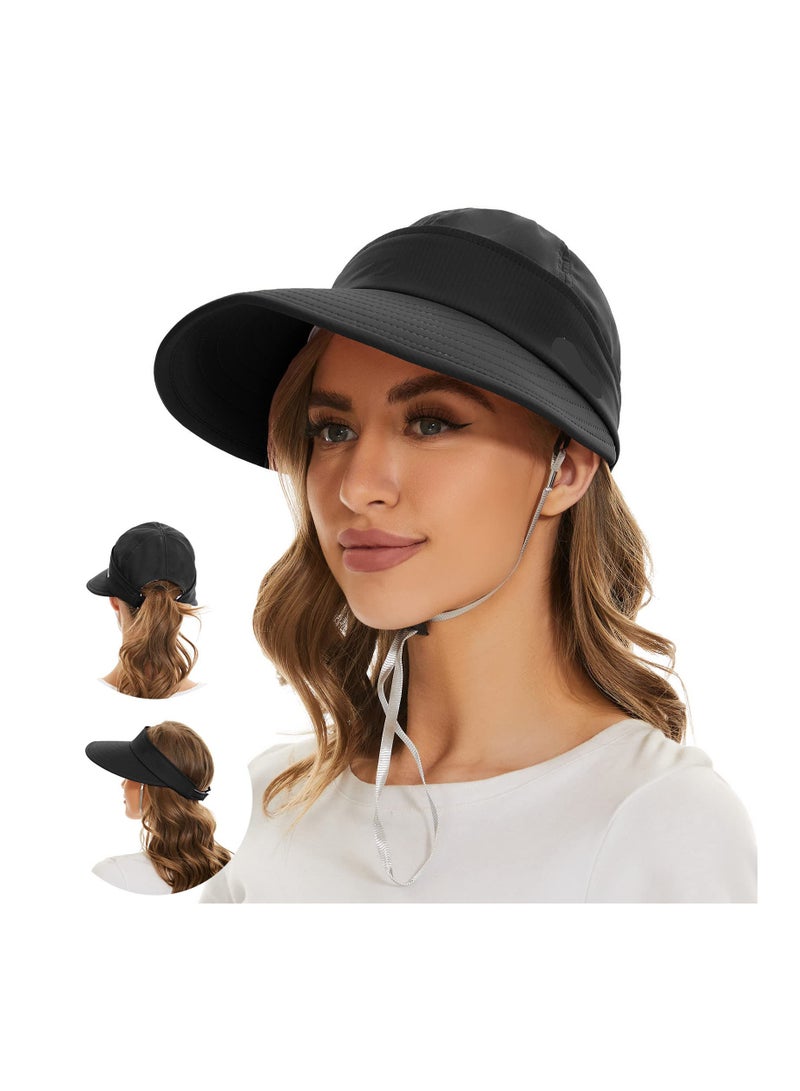 2-in-1 Zip-Off Visor Sun Hat for Women - Wide Brim UV Protection Beach Hat, Packable Golf Hat for Casual Wear & Outdoor Activities, Perfect for Summer Days.