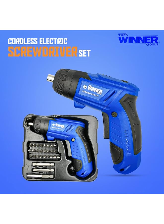 erorex 29 Piece Thecordless Electric Screwdriver Set With Tool Box Blue 3.6V Cordless Screwdriver 1300Mah - Image 5