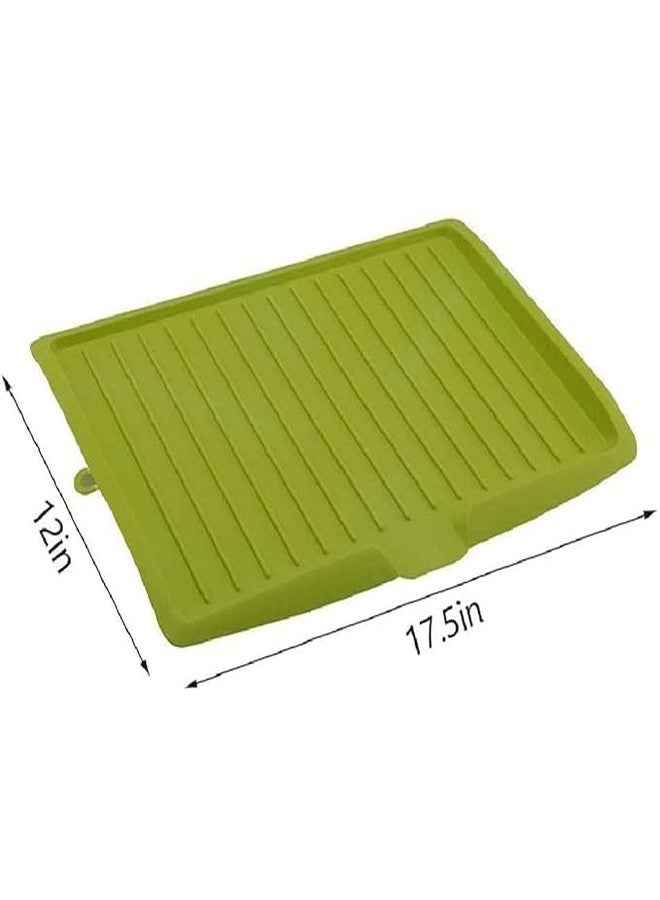 Takositio Large Dish Drying Rack with Drain Board – Plastic Sink Dish Drainer Tray for Kitchen Counter, Vegetable & Fruit Drying Rack, Utensil Holder, Storage Organizer Shelf (Green) - Image 2