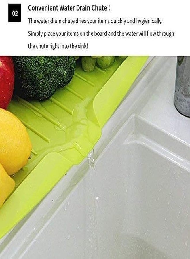 Takositio Large Dish Drying Rack with Drain Board – Plastic Sink Dish Drainer Tray for Kitchen Counter, Vegetable & Fruit Drying Rack, Utensil Holder, Storage Organizer Shelf (Green) - Image 5