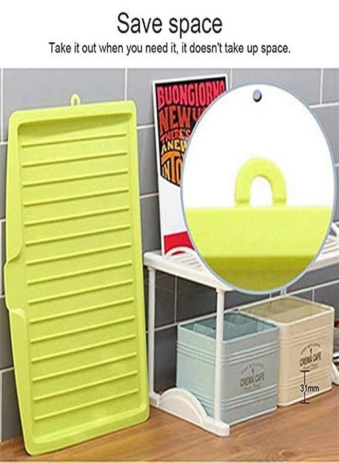 Takositio Large Dish Drying Rack with Drain Board – Plastic Sink Dish Drainer Tray for Kitchen Counter, Vegetable & Fruit Drying Rack, Utensil Holder, Storage Organizer Shelf (Green) - Image 3