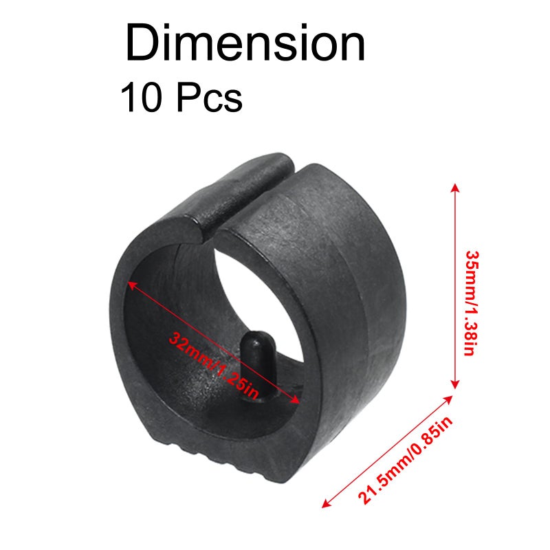 Eilumduo 10Pcs Black Plastic U-Shape Caps, 32Mm Dia. Chair Tubing Pipe Foot Cap Floor Glides Cover Tips For Furniture Leg - Image 2