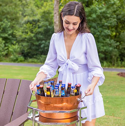 BREKX Insulated Rose Copper Double Walled Ice Bucket for Parties, Anchored Wine Bucket/Large Ice Bucket with Handles, Drink Cooler for Parties, 12 Quarts (3 Gallon) - Image 3