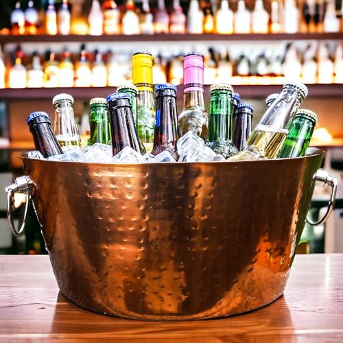 BREKX Insulated Rose Copper Double Walled Ice Bucket for Parties, Anchored Wine Bucket/Large Ice Bucket with Handles, Drink Cooler for Parties, 12 Quarts (3 Gallon) - Image 5