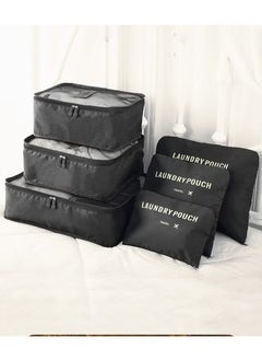 Generic 6 Pcs Travel Organizer Storage Bags Suitcase Packing Cubes Cases Portable Wardrobe Luggage Clothes Shoe Pouch Fold (Black)  - Image 2