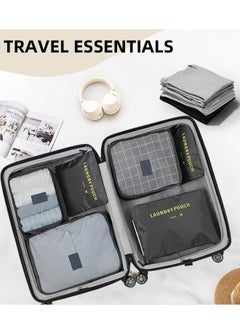 Generic 6 Pcs Travel Organizer Storage Bags Suitcase Packing Cubes Cases Portable Wardrobe Luggage Clothes Shoe Pouch Fold (Black)  - Image 3