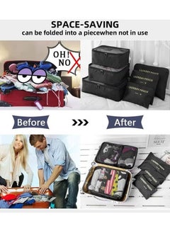 Generic 6 Pcs Travel Organizer Storage Bags Suitcase Packing Cubes Cases Portable Wardrobe Luggage Clothes Shoe Pouch Fold (Black)  - Image 4