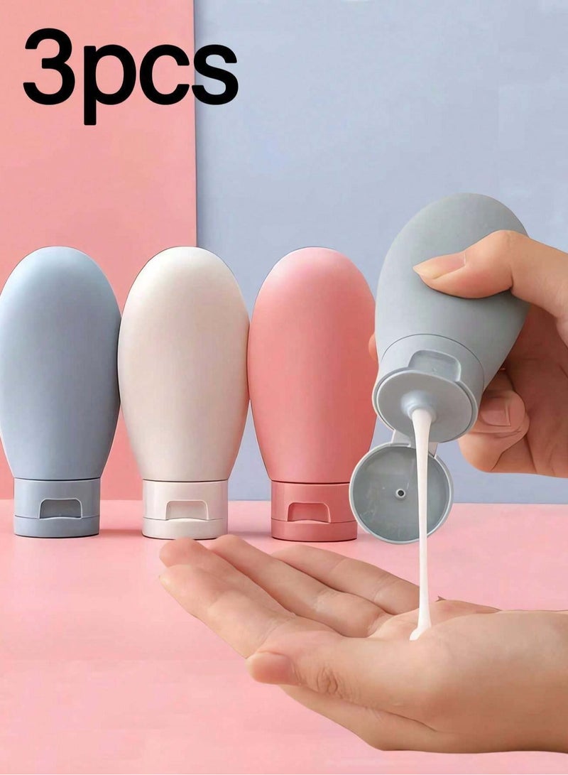 3-Pack Silicone Travel Bottles – Refillable and Leak-Proof, Portable Cosmetic and Shampoo Containers for Travel multicolour - Image 1
