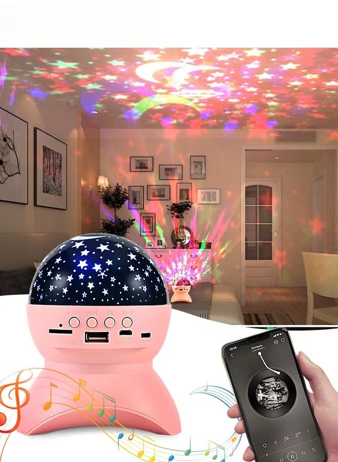 ستاري سكاي ليل ضوء بروجيكتور,ستار بروجيكتور,غرفة النوم للأطفال ضوء الليل,جالاكسي ضوء بروجيكتور مع مكبر صوت بلوتوث,360 درجة الدوران,مصباح إسقاط الجدول القابل لإعادة الشحن USB,الهدايا الرومانسية,الوردي,, - Image 1
