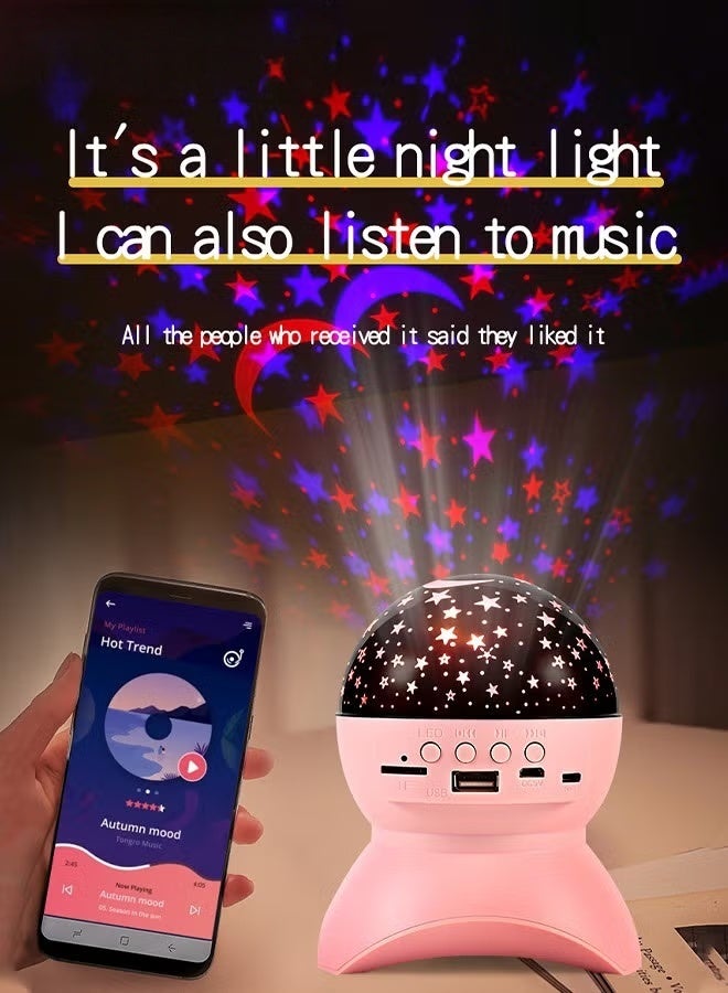 ستاري سكاي ليل ضوء بروجيكتور,ستار بروجيكتور,غرفة النوم للأطفال ضوء الليل,جالاكسي ضوء بروجيكتور مع مكبر صوت بلوتوث,360 درجة الدوران,مصباح إسقاط الجدول القابل لإعادة الشحن USB,الهدايا الرومانسية,الوردي,, - Image 2