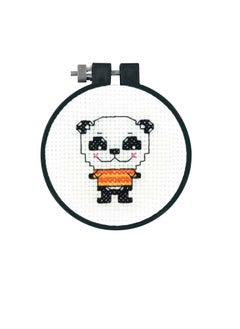 Learn A Craft Cute Panda Counted Cross Stitch Kit 3 inch Round