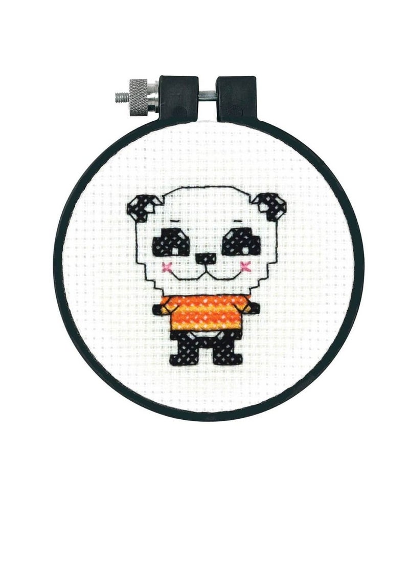 null - Learn A Craft Cute Panda Counted Cross Stitch Kit 3 inch Round - Image 1