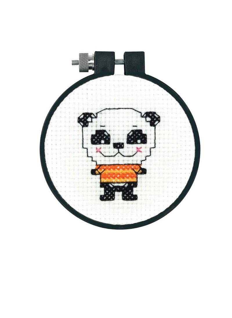 null - Learn A Craft Cute Panda Counted Cross Stitch Kit 3 inch Round - Image 1