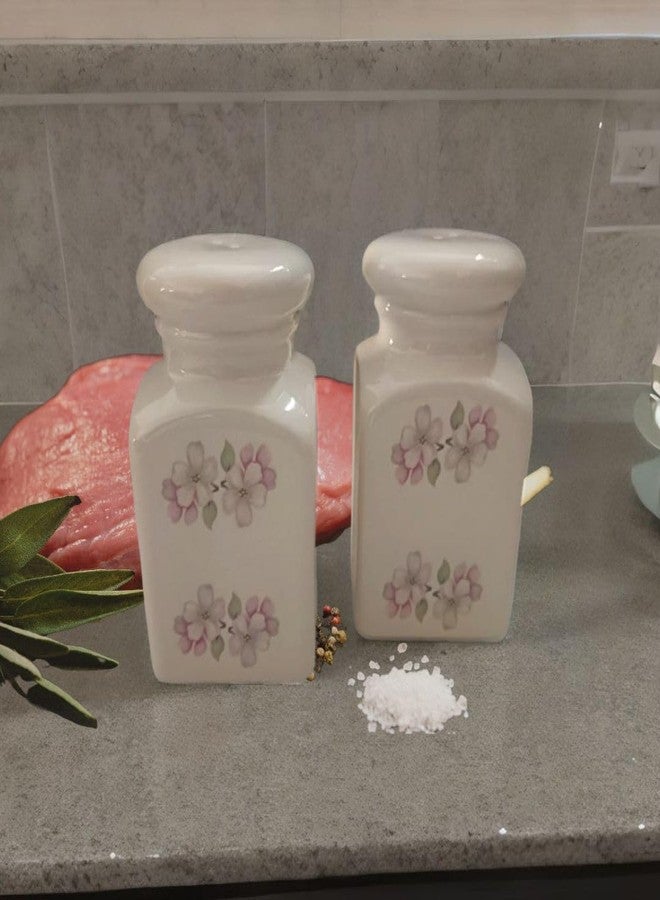 SOBE DECOR طقم ملح وفلفل ماغنوليا من سوبي ديكور | طقم ملح وفلفل من الخزف الحجري بنقشة ماغنوليا | مصنوع من أجل العملية والأناقة الدائمة | مثالي لتقديمه كهدية أو لإضفاء لمسة مميزة على وجباتك اليومية. - Image 5