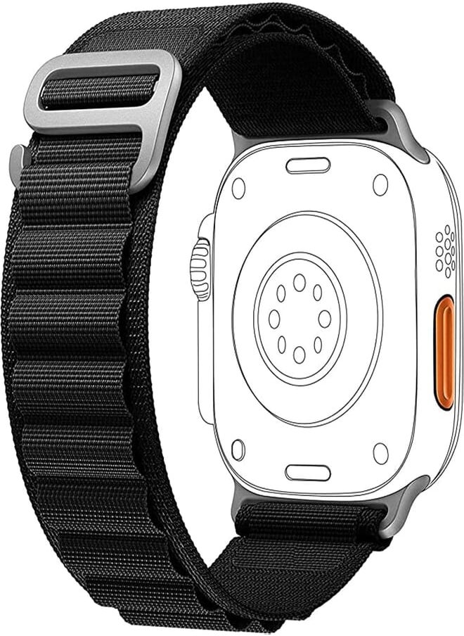 Generic - Generic Single Pine Nylon Fabric Woven Bracelet Strap Replacement for Apple Watch 8/7/6/5/4/3/2/1/SE/Ultra Size 49/45/44/42mm - Men and Women (Black, 42mm/45mm/45mm) - Image 1