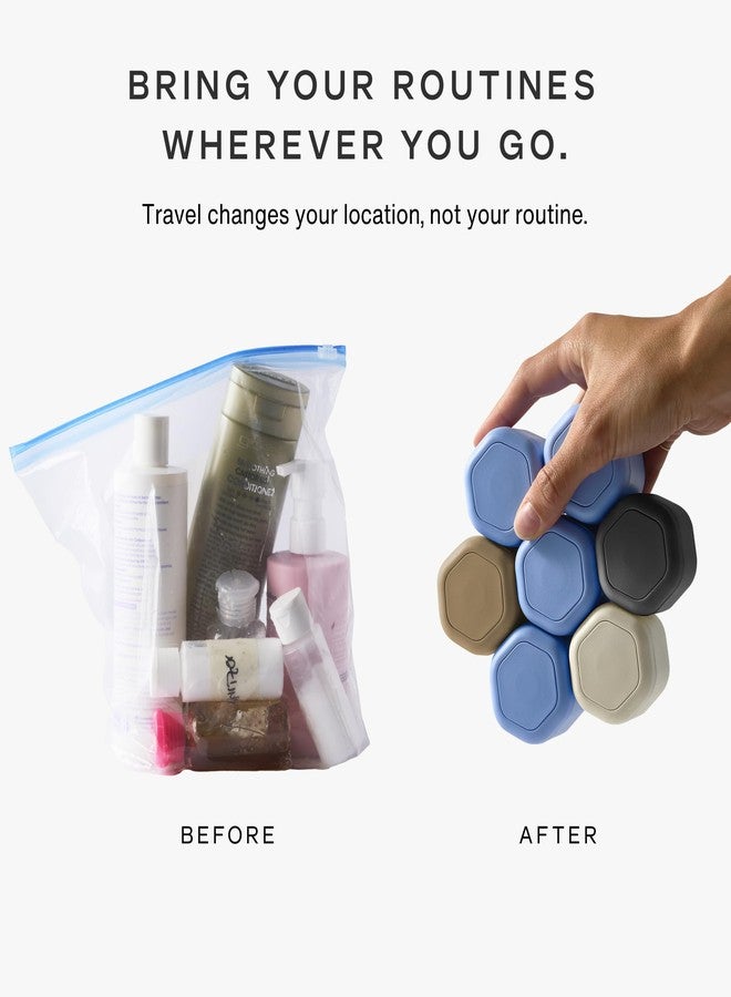 Cadence Travel Containers - Daily Routine Capsule Set - Magnetic Containers with Lids,4 Flex Mediums (1.32oz) & 3 Flex Smalls (0.56oz) - Shampoo, Conditioner, Body Wash, Pills, & More - Sand - Image 4