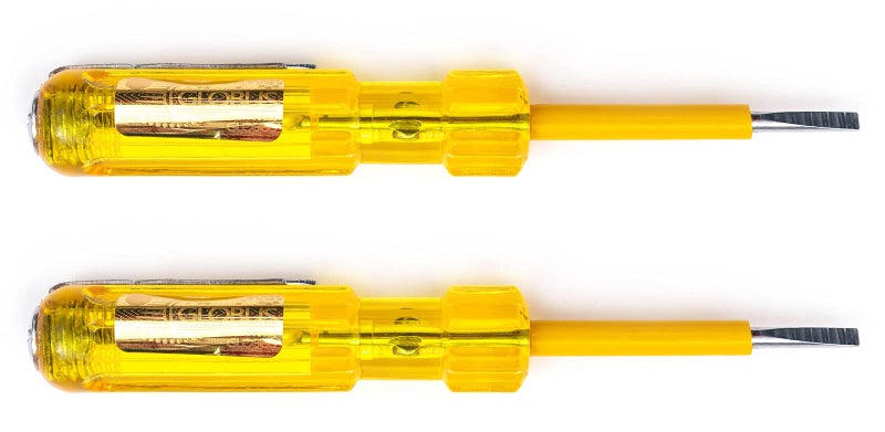 GLOBUS 666 LINEMAN TESTER SCREWDRIVER IN YELLOW COLOUR (SET/2 PCS) - Image 1