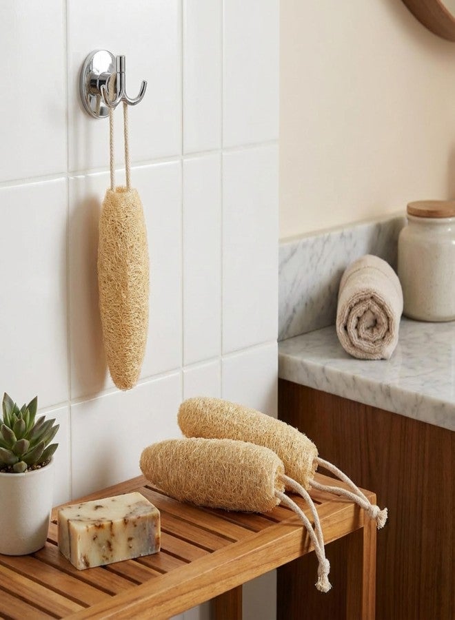 ORRIC Natural Loofah Bath 8" Scrubbers LOOFAH WITH LASE | 100% Organic | Shower Face Back and Body Exfoliating Sponge, Natural size Loofah Scrubbers (Pack of 4) - Image 2