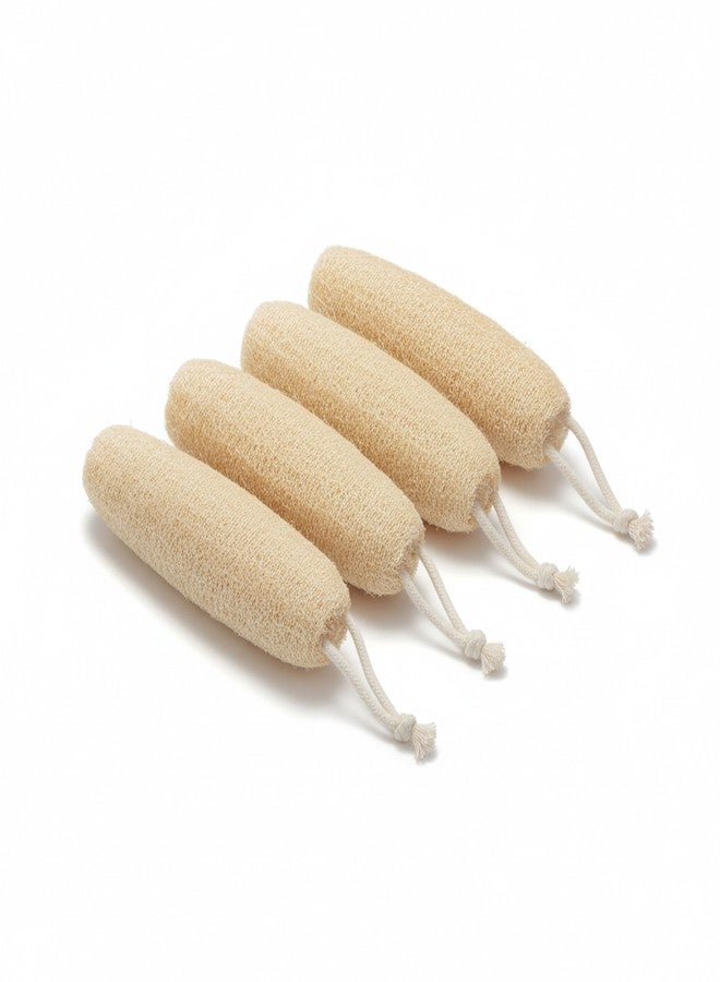 ORRIC Natural Loofah Bath 8" Scrubbers LOOFAH WITH LASE | 100% Organic | Shower Face Back and Body Exfoliating Sponge, Natural size Loofah Scrubbers (Pack of 4) - Image 1