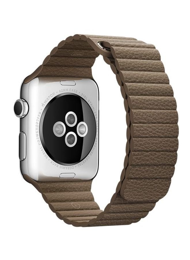 NIBEMINENT Replacement Leather Band For Apple Watch 42mm Brown - Image 2