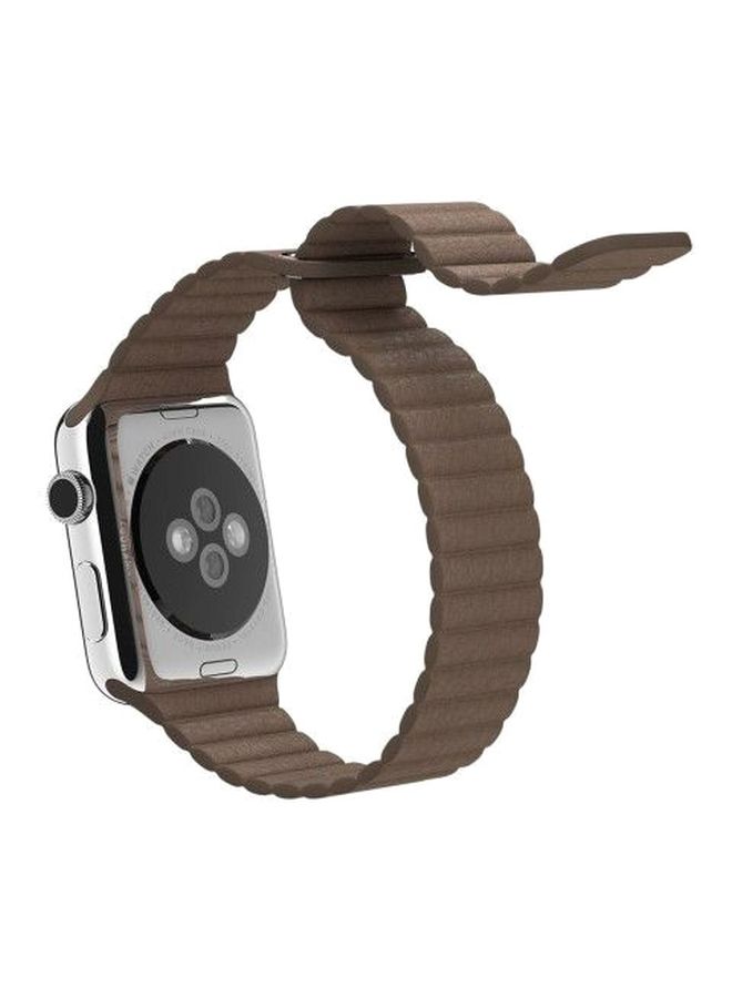 NIBEMINENT Replacement Leather Band For Apple Watch 42mm Brown - Image 1
