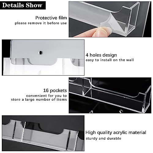 TURSTIN Business Card Holder Wall Mount Clear Sticker Display Marketing Holder Acrylic Business Card Stand Multi Pocket Rack Organizer Space Saver for Home Office (24 Pockets) - Image 3