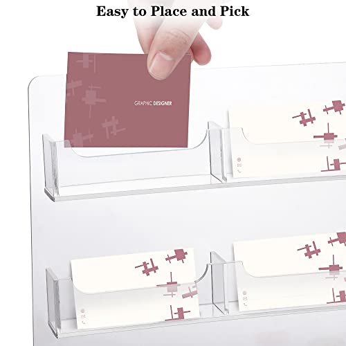 TURSTIN Business Card Holder Wall Mount Clear Sticker Display Marketing Holder Acrylic Business Card Stand Multi Pocket Rack Organizer Space Saver for Home Office (24 Pockets) - Image 4