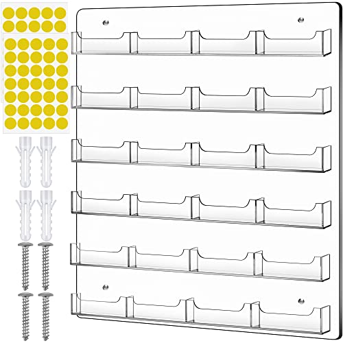 TURSTIN Business Card Holder Wall Mount Clear Sticker Display Marketing Holder Acrylic Business Card Stand Multi Pocket Rack Organizer Space Saver for Home Office (24 Pockets) - Image 1