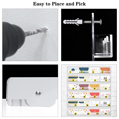 TURSTIN Business Card Holder Wall Mount Clear Sticker Display Marketing Holder Acrylic Business Card Stand Multi Pocket Rack Organizer Space Saver for Home Office (24 Pockets) - Image 5