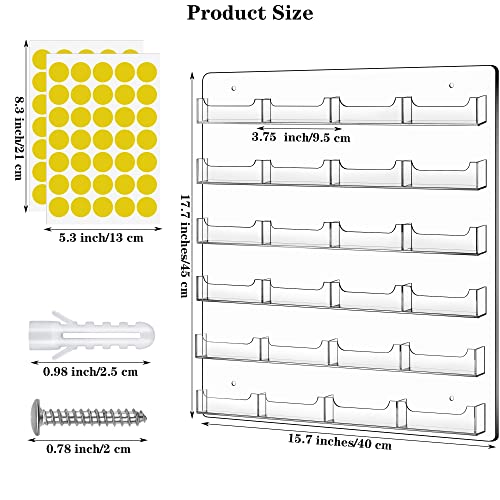 TURSTIN Business Card Holder Wall Mount Clear Sticker Display Marketing Holder Acrylic Business Card Stand Multi Pocket Rack Organizer Space Saver for Home Office (24 Pockets) - Image 2