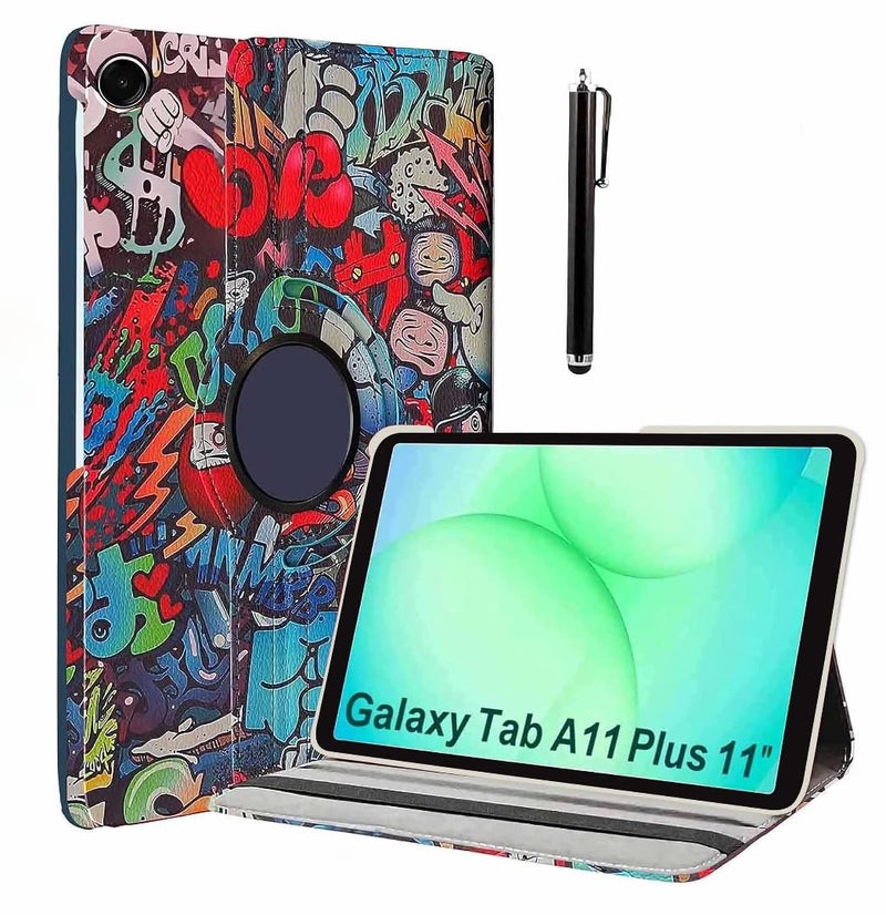 ProElite Cover for Samsung Galaxy Tab A11 Plus 11 inch Case Cover, 360 Rotatable Smart Flip Case Cover for Galaxy Tab A11+ 11" Tablet with Stylus Pen, Hippy - Image 1