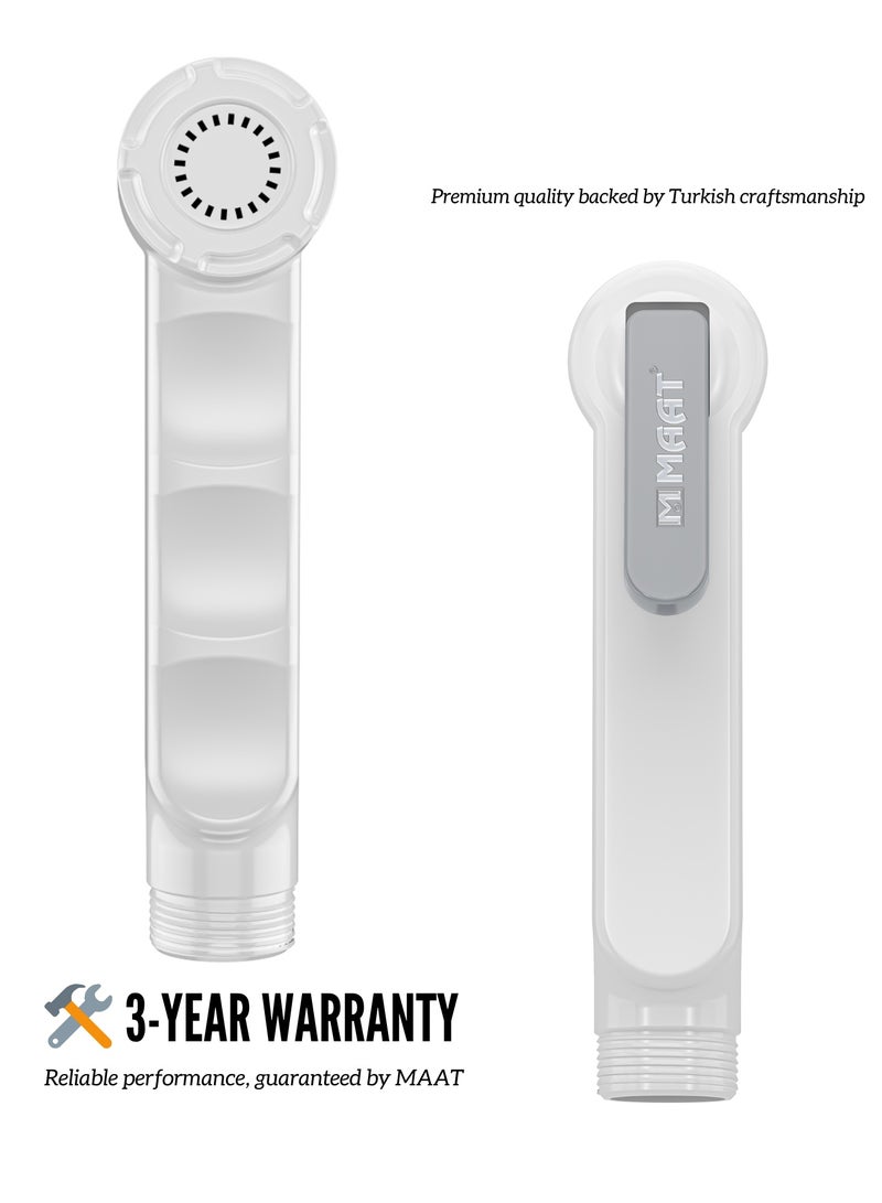 MAAT White Shattaf Handle Only | Replacement Bidet Spray Handle | Durable Plastic Toilet Sprayer Head | Handheld Hygiene Spray for Bathroom Use - Image 2