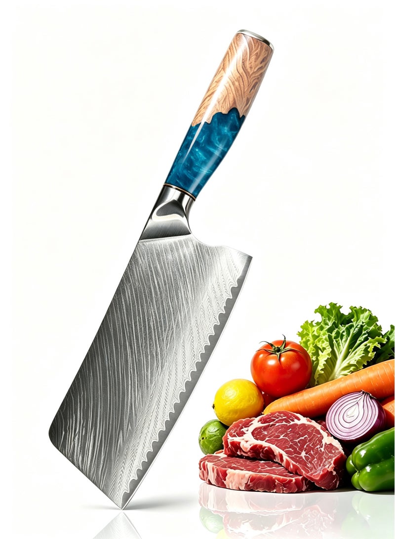 SSGP Butcher knife, Damascus steel chef knife, kitchen knives, high carbon stainless steel knife for meat and vegetables, high carbon forged, kitchen, dining room - Image 1