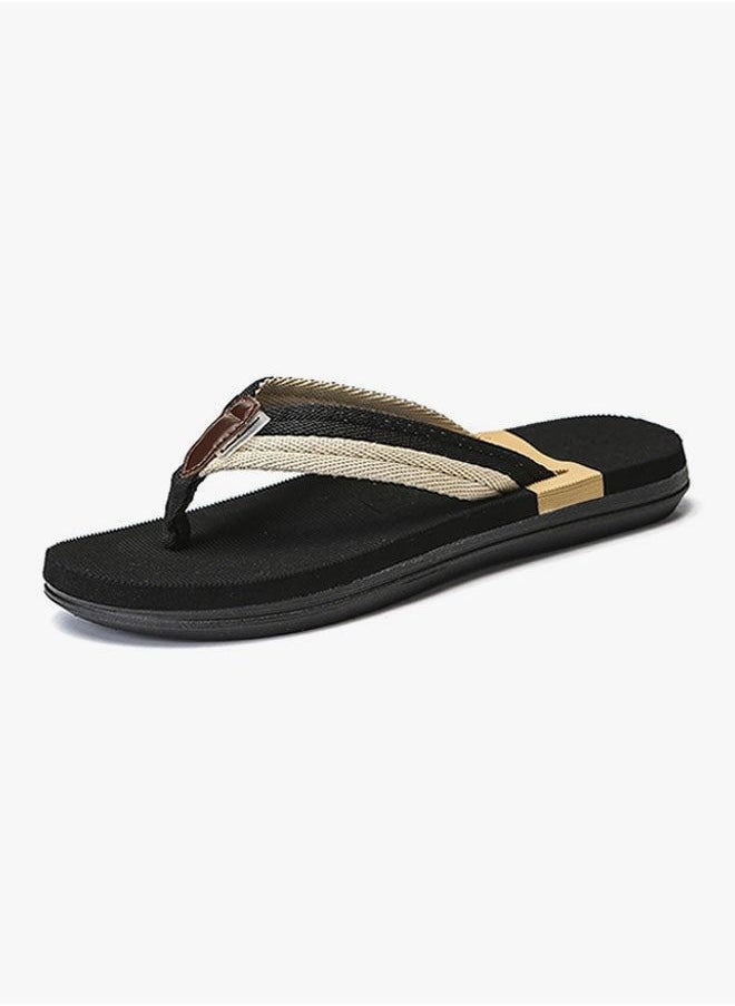Generic Non Slip Summer Beach Slippers Black/Beige  - Image 2