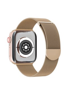 RiZOW RiZOW Milanese Metal Stainless Steel Mesh Loop Replacement Band Magnetic Clasp Compatible With Apple iWatch Band 7/6/5/4/3/2/1/SE 38mm/40mm/41mm, Gold  - Image 4