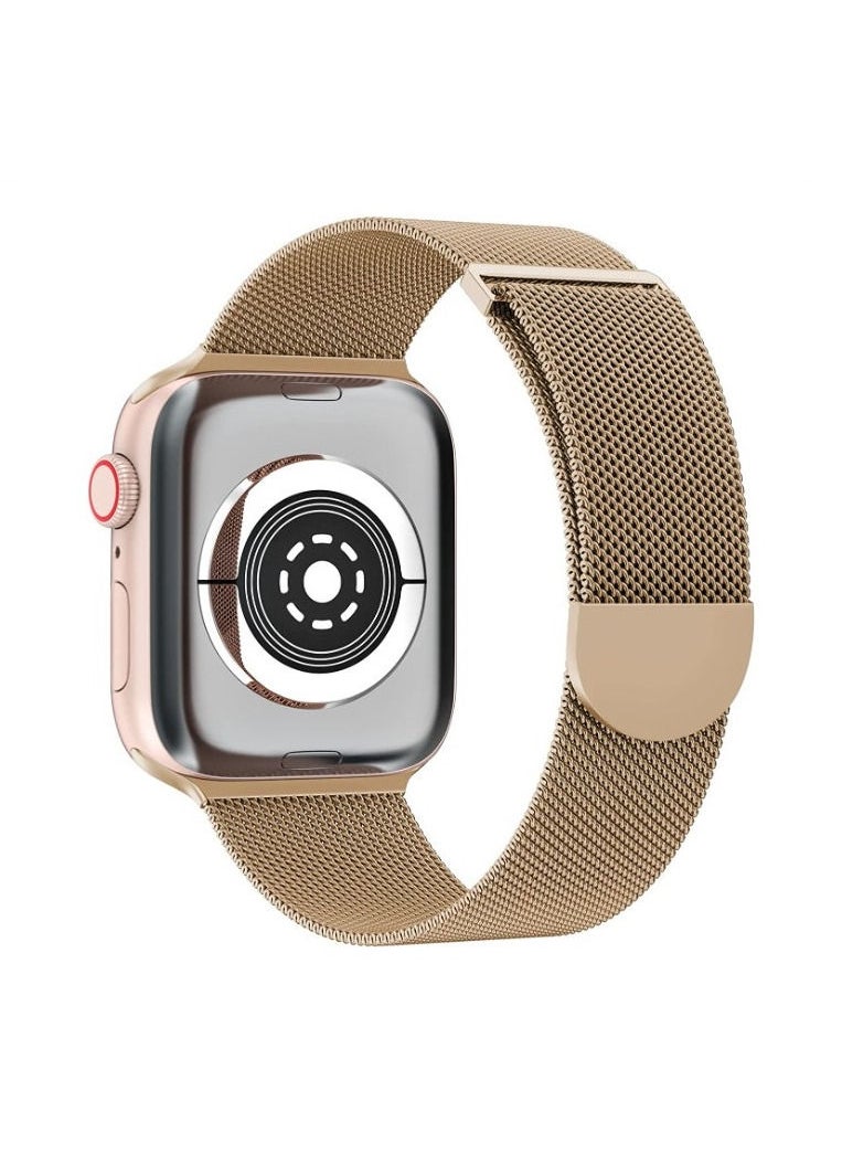 RiZOW - RiZOW Milanese Metal Stainless Steel Mesh Loop Replacement Band Magnetic Clasp Compatible With Apple iWatch Band 7/6/5/4/3/2/1/SE 38mm/40mm/41mm, Gold - Image 1