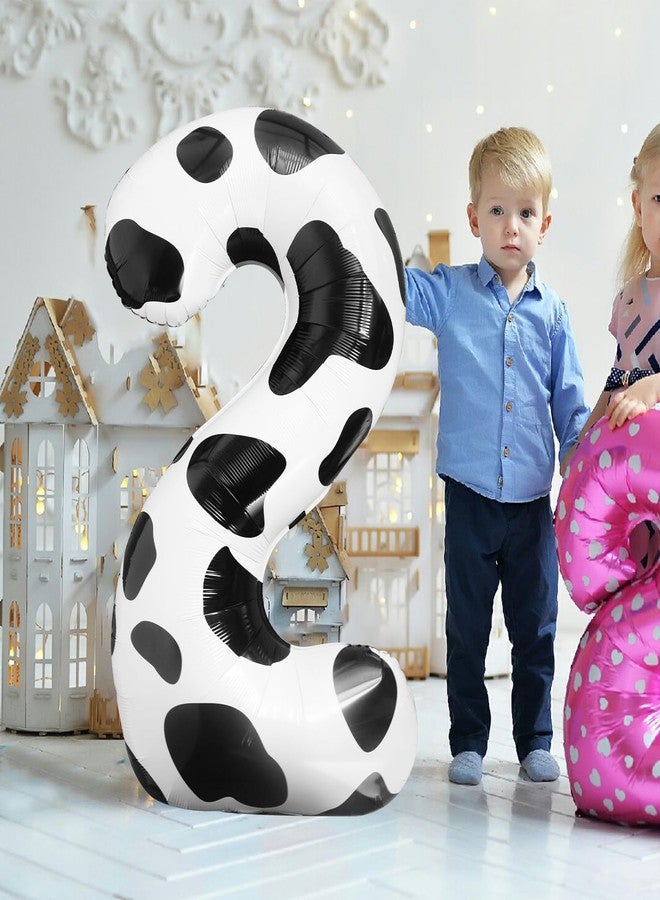 LEBERY Cow Print Balloons 40 Inch Cow Print Number 2 Balloon Big Number 2 Balloon Moo Moo Im Two Birthday Decorations Cowgirl Theme Number Balloon for 2nd Birthday Farm Barn Animal Party Decor - Image 4