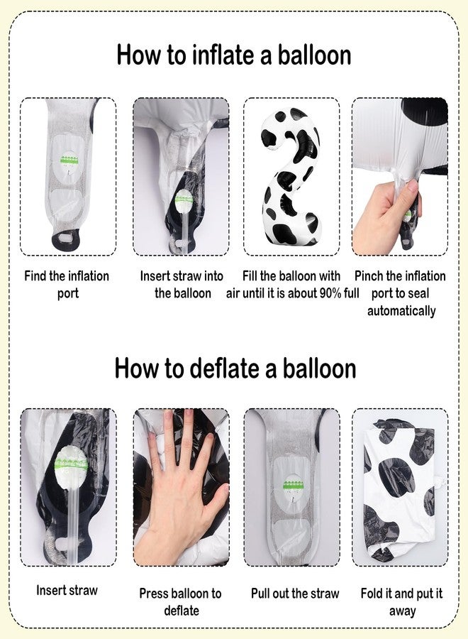 LEBERY Cow Print Balloons 40 Inch Cow Print Number 2 Balloon Big Number 2 Balloon Moo Moo Im Two Birthday Decorations Cowgirl Theme Number Balloon for 2nd Birthday Farm Barn Animal Party Decor - Image 5