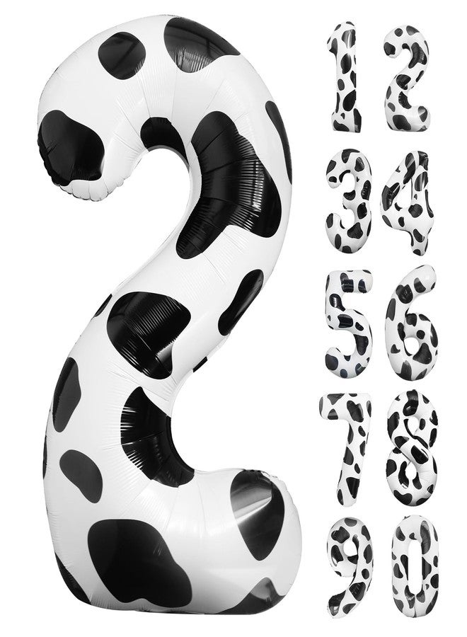 LEBERY Cow Print Balloons 40 Inch Cow Print Number 2 Balloon Big Number 2 Balloon Moo Moo Im Two Birthday Decorations Cowgirl Theme Number Balloon for 2nd Birthday Farm Barn Animal Party Decor - Image 1