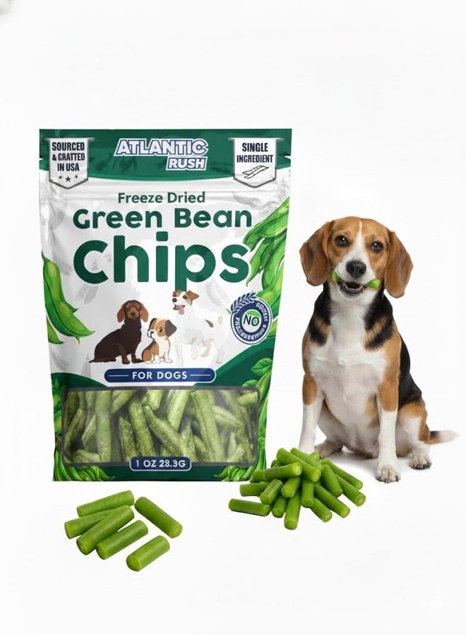 Atlantic Rush Freeze Dried Green Bean Chips for Dogs- 1oz Resealable Bag of Dried, Green Crispy Beans- Single Ingredient, No Salt or Canola Oil- Crispy, Shelf Stable - Made in USA (1 oz Bag) - Image 1