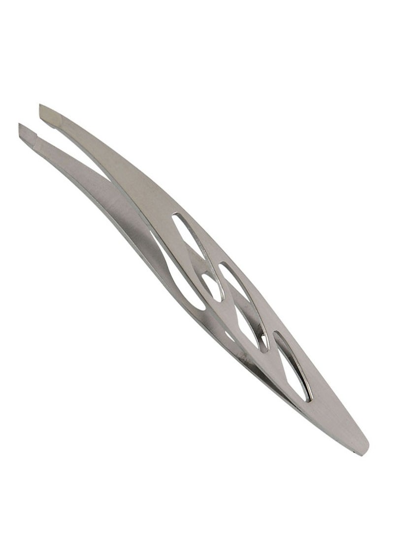 Generic Professional Stainless Steel Eyebrow Tweezer – Slanted Tip for Precise Facial Hair Removal – Elegant Grip Handle – Silver Rust-Resistant Tweezer