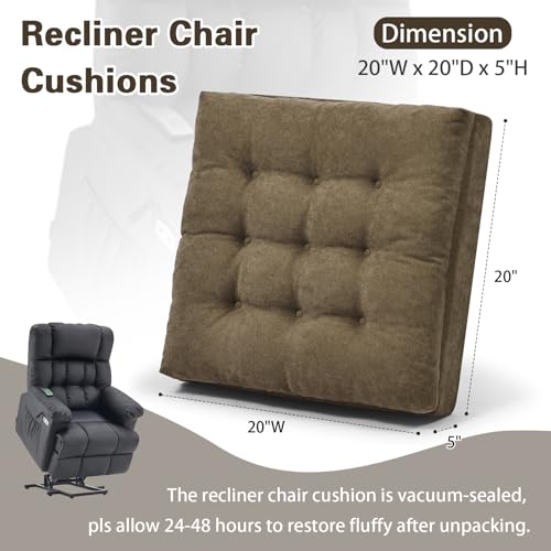 TANYOO Recliner Cushion Patent Dual Layer Fillings Chair Cushion for Elderly 20x20x5 Inches Extra Large Pad for Armchairs Booster Seat Cushions Pain Pressure Relief Brown - Image 4