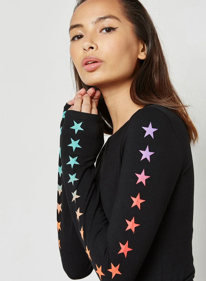 FOREVER 21 Star Print Sleeve Body