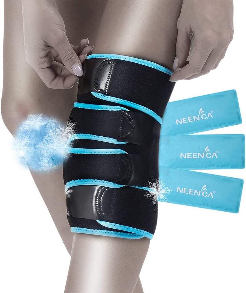 NEENCA Knee Brace with Ice Pack Wrap, Medical Knee Wrap with 3 Reusable Gel Packs, Hot & Cold Therapy for Meniscus Tear, Joint Pain, Knee Pain Relief, Knee Surgery, Sprain & Swelling- FSA/HSA Approved