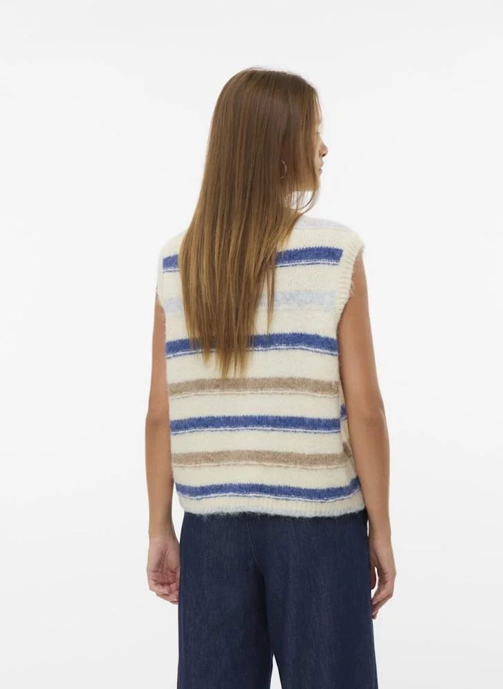 فيرو مودا VMKIRA Sleeveless Striped O-Neck Knit Vest